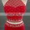 Real Pictures Two-Piece Beaded Mermaid Red Evening Prom Dress