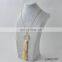 Bohemian yellow and white tassel necklace with gold circle pendant fashion necklace jewelry