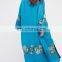 Blue Floral Embroidery Plus Size Kimono Robe With Long Sleeve On Sale