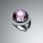 Sterling Silver 14mm Rose Quartz Cerise Ring for Women