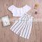 boutique girl's suit short ruffled top matching bloomers with stripes 2pcs Baby Girl suit