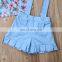 Infant Toddler Girl Clothes Off Shoulder Floral Tops & blue Suspender Shorts Outfits Sets Vetement Enfant Fille