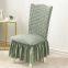 Stretch Seersucker Dining Chair Covers Chair Slipcovers with Ruffled Skirt Light Brown
