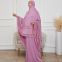 Byshanel Pink Embroidered Lace Suit Worship Muslim Prayer Dress