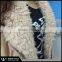Fashion Female Slim Lamb Fur Collar Monogram Fur Vest Pure Color