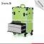 Professional PVC artist cosmetic rolling makeup case with light with mirror