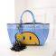 Novelty smiling face cartoon ladies PU tote bags