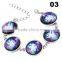 Wholesale Cabochon Glass Nebula Bangle -Galaxy Space -Novelty Metal Cuff Chain Bracelet