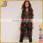 SHANGYI Fashion Black Rose Print Chiffon Longline women Blouse
