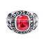 316L Stainless steel casting black silver big ruby stone men rings diamond jewelry ring for men