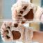 Woman Winter Fluffy Bear/Cat Plush Paw/Claw Glove-Novelty soft toweling lady's half covered gloves mittens christmas gift