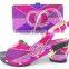 Colorful design bags mix middle heel sandals shoes and bags to match