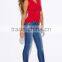 OEM service blue denim mid rise jeans wholesale china