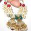 Red Green pearl hoop bollywood gold tone dangler jhumka EARRINGS