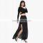 MGOO High Fashion Two Layers Women Chiffon Maxi Skirts Black Pink Women Pleated Skirts Sexy Split 15146A071