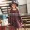 S60718B Floral Print Cotton Dress 0-neck Short Sleeve Child Girls Dresses