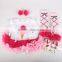 Baby plain white leopard valentines romper with headband set M5040330