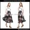 Latest Long Skirts Design Women Floral Printed Chiffon Skirts,Wholesale 100% POlyester Printed A-line Chiffon Skirts for Women