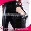 sheer open leather jumpsuit back zipper type sexy girl leather selling