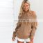 Latest off shoulder tassel women sweater long sleeves fashion sweater KMY1085