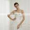 EB2627 Delicate A-Line scoop Handmade flower top lace Ruched bridal wedding dress