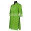 GREEN PRINTED WITH YOKE NEHRU COLLAR FRONT PLEATS 100% COTTON INDIAN STYLE