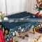 Textile Party Christmas Block Print Waterproof Navy 100% Polyester Table Cloth For Decor