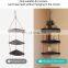 Farmhouse Storage Distressed Brown Wooden Jute Rope Floating Shelves