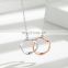 Fashion simple S925 Sterling Silver Mobius double ring necklace female couple's clavicle chain