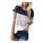 Irregular T-Shirt For Women Fashion Casual Maternity Tops Stripe Splicing Round Neck T-Shirt Short Sleeve Plus Size Pregnancy