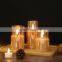 Hot Selling 3D Moving Flame Pillar Home Decoration Timer 4 8 Hours Gold Glass Flameless Led Candle With Remote