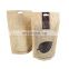 Recyclable food packaging stand up pouch laminated heat seal kraft paper bag smell proof zipper doypack with transparent window