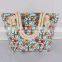 Custom Flower Pattern Beach Bag Cotton Canvas Beach Bag With Rope Handle
