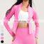 Custom Women Clothing Stand Up Collar Full Zip Drawstring Sports Tops Long Sleeve Gym Fitness Short Jackets Women Yoga Jacket