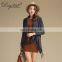 Latest Design Ladies Poncho with Tassel Solid Color Long Sleeves Cashmere Knitted Sweater for Autumn Short Length with Logo Back