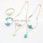 Turquoise Drop Pendant Necklace and Bracelet Set