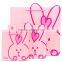 Hot sale fancy custom cute rabbit pattern pink gift paper bag