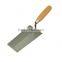 Bricklaying trowel with wooden handle, carbon steel blade