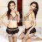Wholesale women's lingerie sweet leopard lace thong bikini skirt three-piece suit