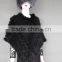 Knitting Natural Black Rabbit Fur Scarf / Cape / Shawl / Wrap