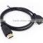 Male-Female Gender and Gold Connector Color slim hdmi cable 1m