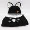 Fashionable design cartoon custom kidz knitted beanie winter hat with scarf