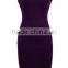 2015 wholesale dress Purple Plain Hollow-out Round Neck Short Sleeve Dress