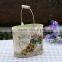 leakproof colorful oval shape ice bucket with wooden handle