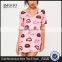 Custom Full Print Women Oversizes V Neck Pink Lip Print Nightshirt Roll Sleeve Causal Loose Sleepwear