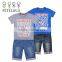 Hot sale children clothing set boy casual clothes suit(t-shirt+jean shorts)summer kid garment retail