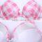 Sexy Nylon Material mature Women Bikini Padded Bra pink