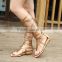 B13350A sexi lady bandage knee high boosting sandals boots