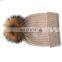 Factory Direct Supply Knitted Wool Fur Pom Pom Winter Hat For Woman
