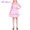 Fashion pink long sleeves pattern printed autumn modest new 2017 womes dress